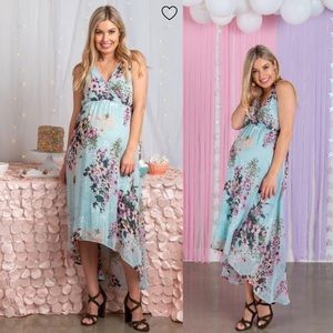 PinkBlush Floral Sleeveless Hi-Low Maternity Dress